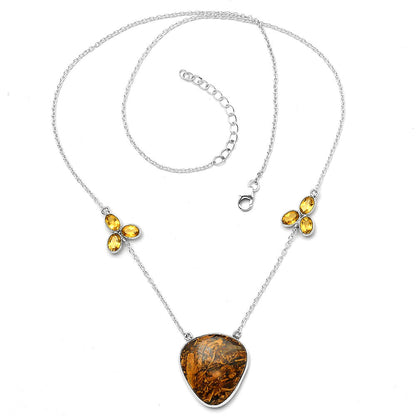 Coquina Fossil Jasper & Citrine Necklace N-1002 SDN1688