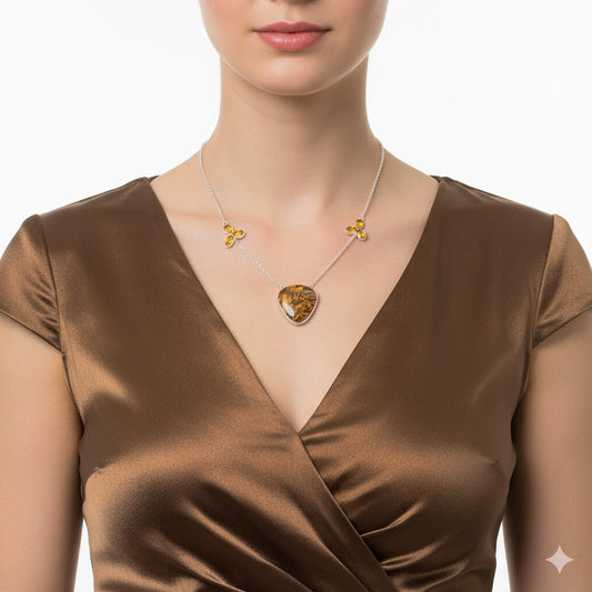 Coquina Fossil Jasper & Citrine Necklace N-1002 SDN1688