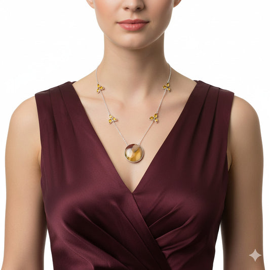 Natural Red Mookaite & Citrine Necklace N-1004 SDN1690