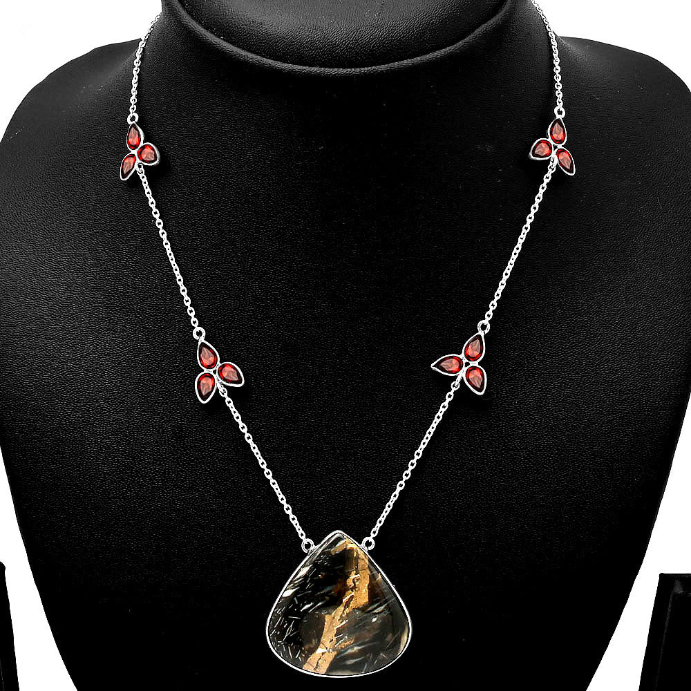 Natural Bat Cave Jasper & Garnet Necklace N-1004 SDN1694