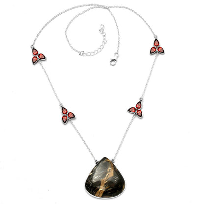 Natural Bat Cave Jasper & Garnet Necklace N-1004 SDN1694