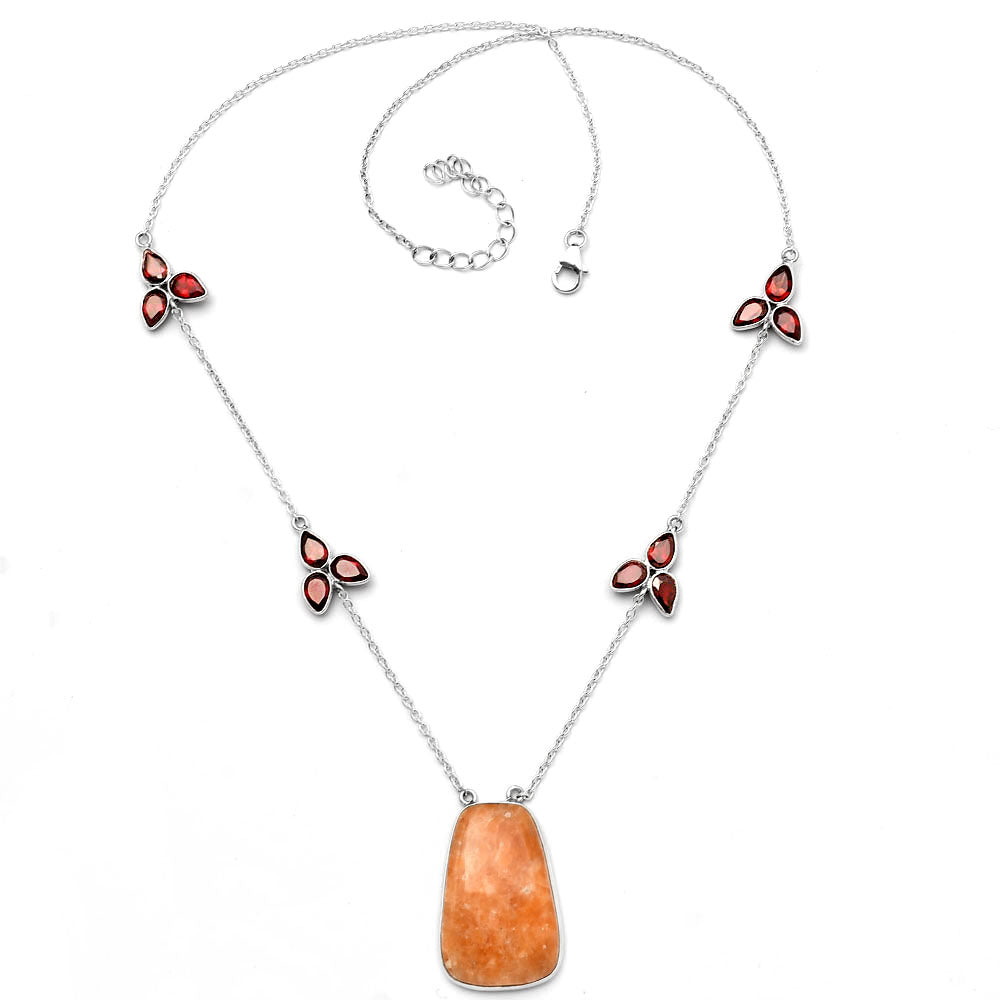 Natural Orange Aventurine & Garnet Necklace N-1004 SDN1697