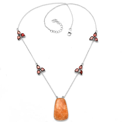 Natural Orange Aventurine & Garnet Necklace N-1004 SDN1697