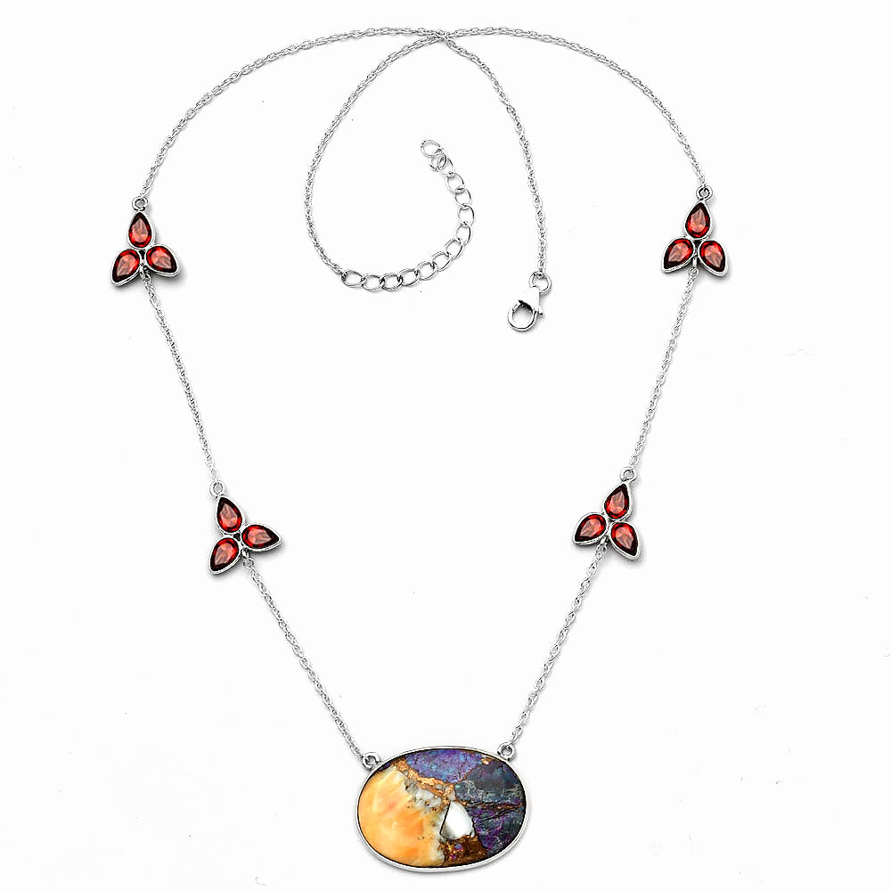 Spiny Oyster Turquoise & Garnet Necklace N-1004 SDN1698