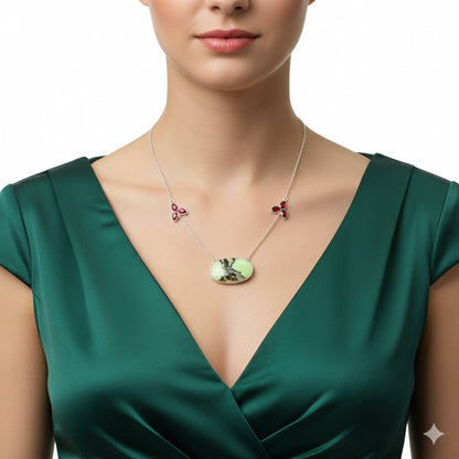 Natural Lemon Chrysoprase & Garnet Necklace N-1002 SDN1699