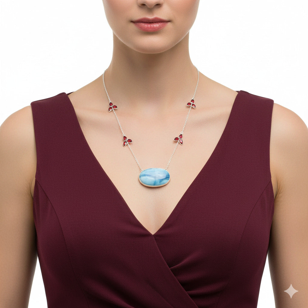 Natural Owyhee Opal & Garnet Necklace N-1004 SDN1700