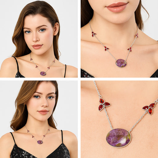 Purpurite - South Africa & Garnet Necklace N-1004 SDN1701