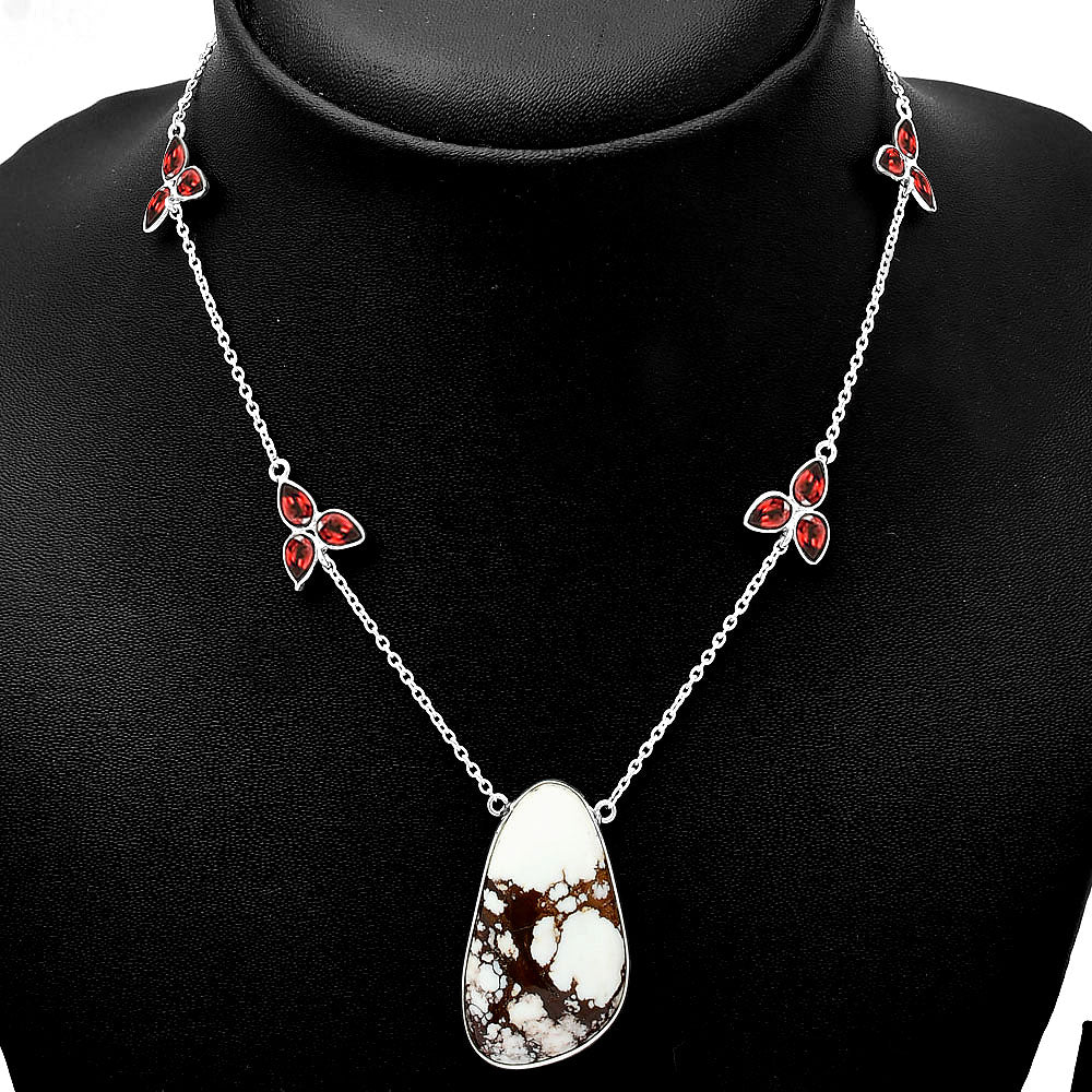 Natural Wild Horse Jasper & Garnet Necklace N-1004 SDN1702