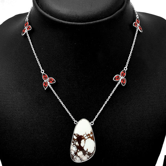 Natural Wild Horse Jasper & Garnet Necklace N-1004 SDN1702