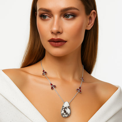Natural Wild Horse Jasper & Garnet Necklace N-1004 SDN1702