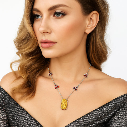 Natural Rock Calcy & Garnet Necklace N-1004 SDN1703