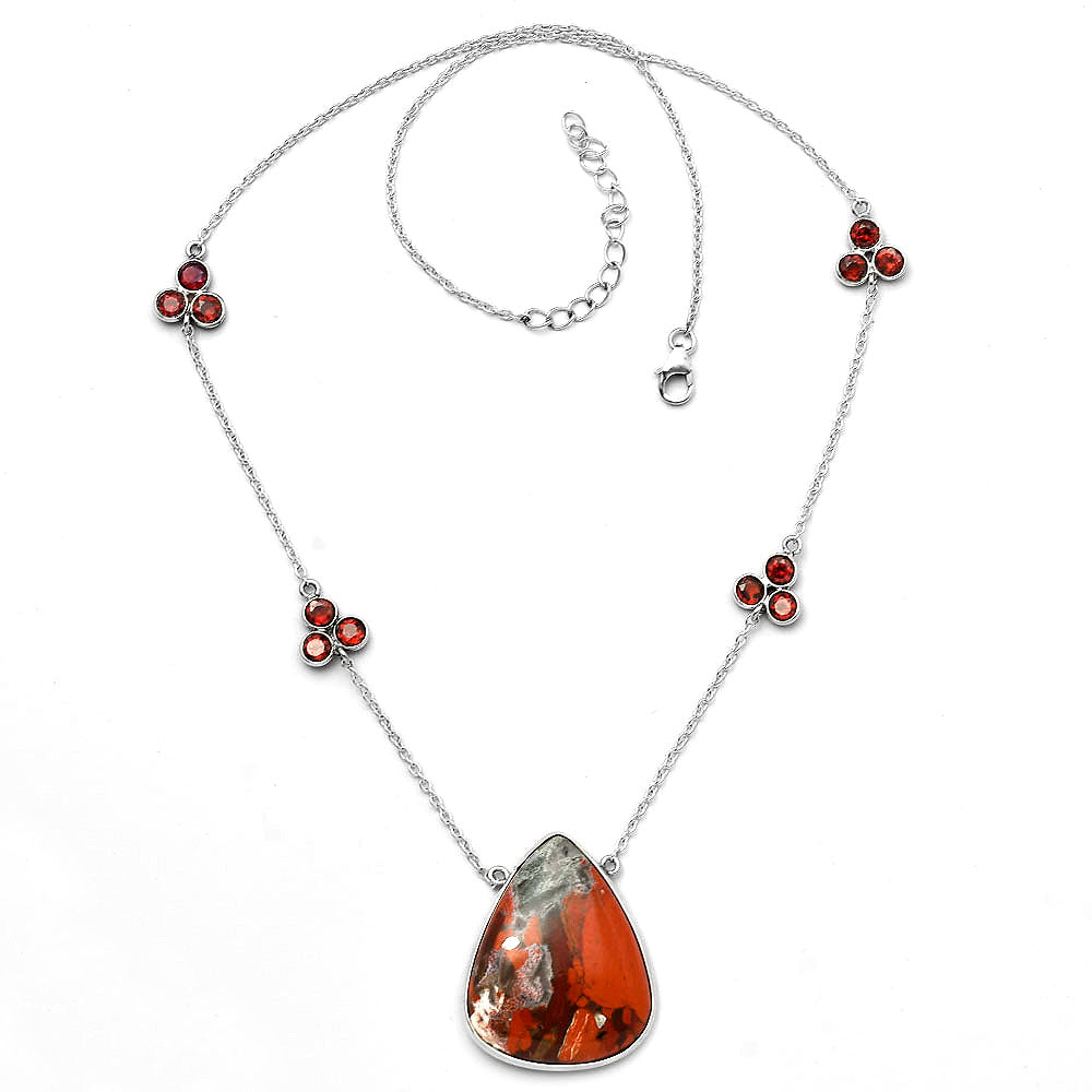 Natural Tabu Jasper & Garnet Necklace N-1004 SDN1707