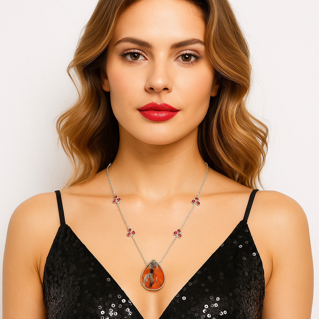 Natural Tabu Jasper & Garnet Necklace N-1004 SDN1707