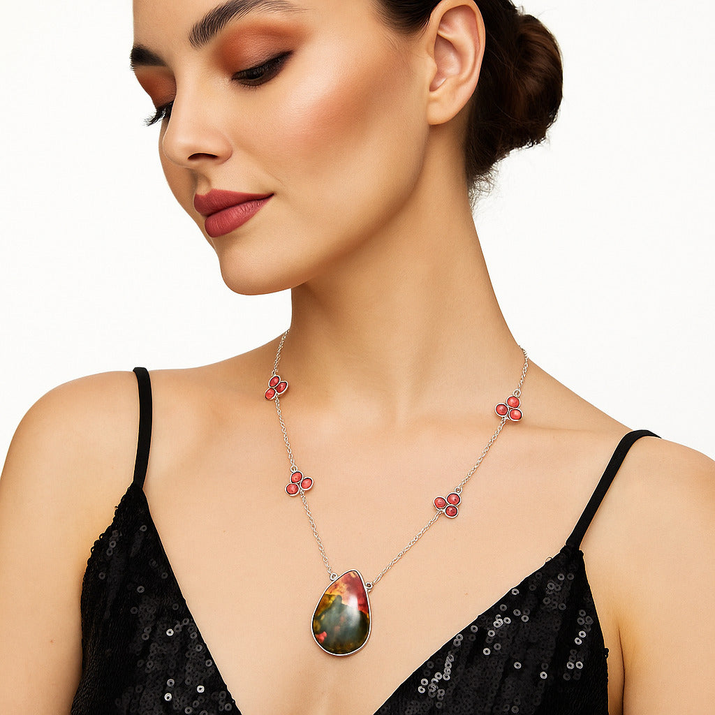 Natural Cherry Creek & Garnet Necklace N-1004 SDN1710