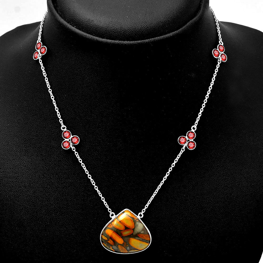 Natural Fruit Jasper & Garnet Necklace N-1004 SDN1712