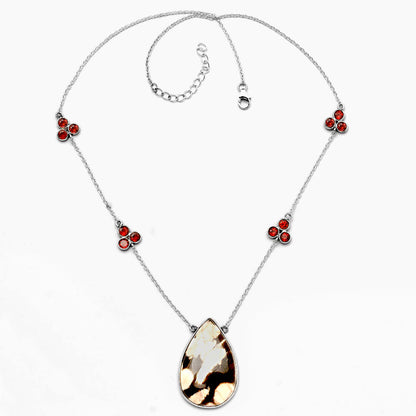 Natural Peanut Wood & Garnet Necklace N-1004 SDN1715