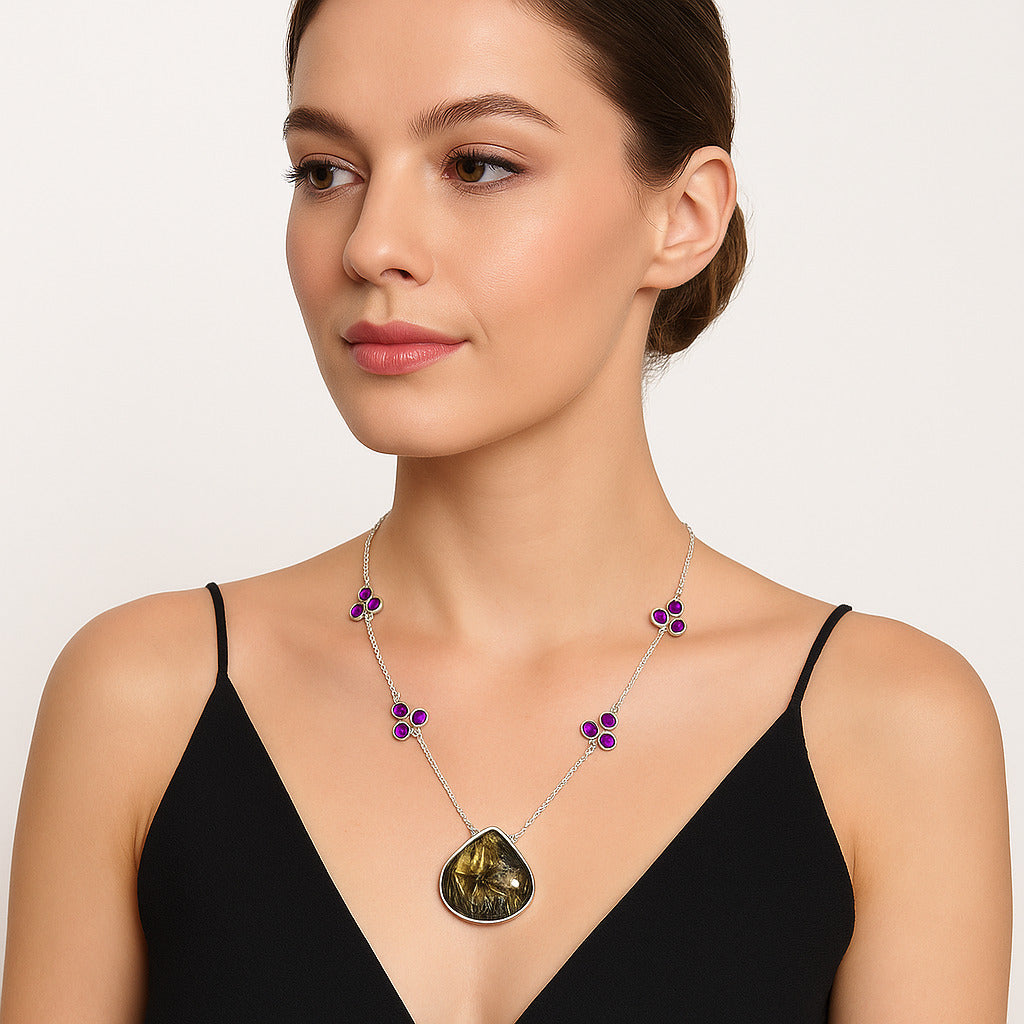 Natural Bat Cave Jasper & Amethyst Necklace N-1004 SDN1723