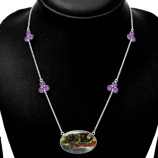 Dragon Blood Stone & Amethyst Necklace N-1004 SDN1727