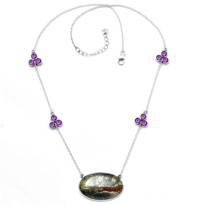 Dragon Blood Stone & Amethyst Necklace N-1004 SDN1727