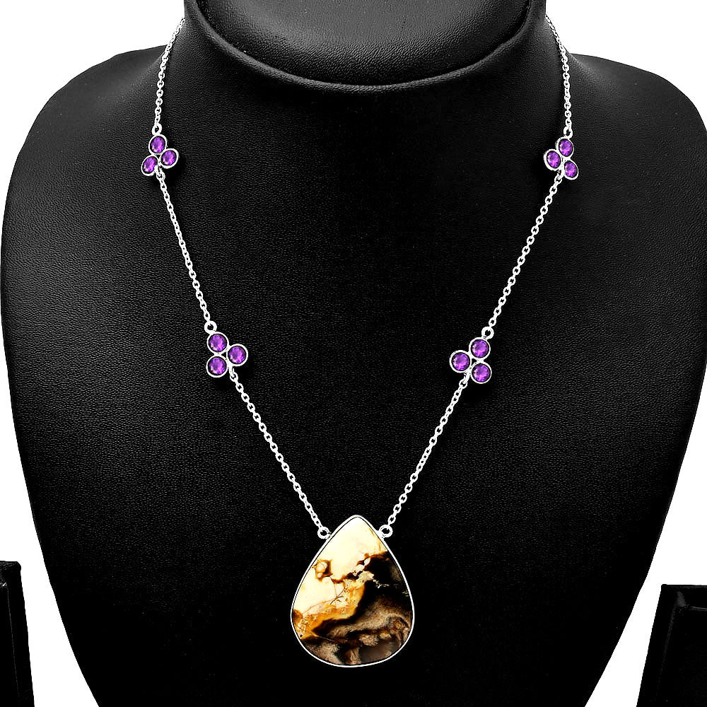 Natural Bat Cave Jasper & Amethyst Necklace N-1004 SDN1728