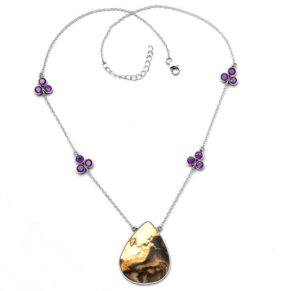 Natural Bat Cave Jasper & Amethyst Necklace N-1004 SDN1728