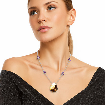 Natural Bat Cave Jasper & Amethyst Necklace N-1004 SDN1728