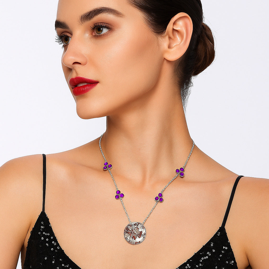 Rosetta Picture Jasper & Amethyst Necklace N-1004 SDN1732