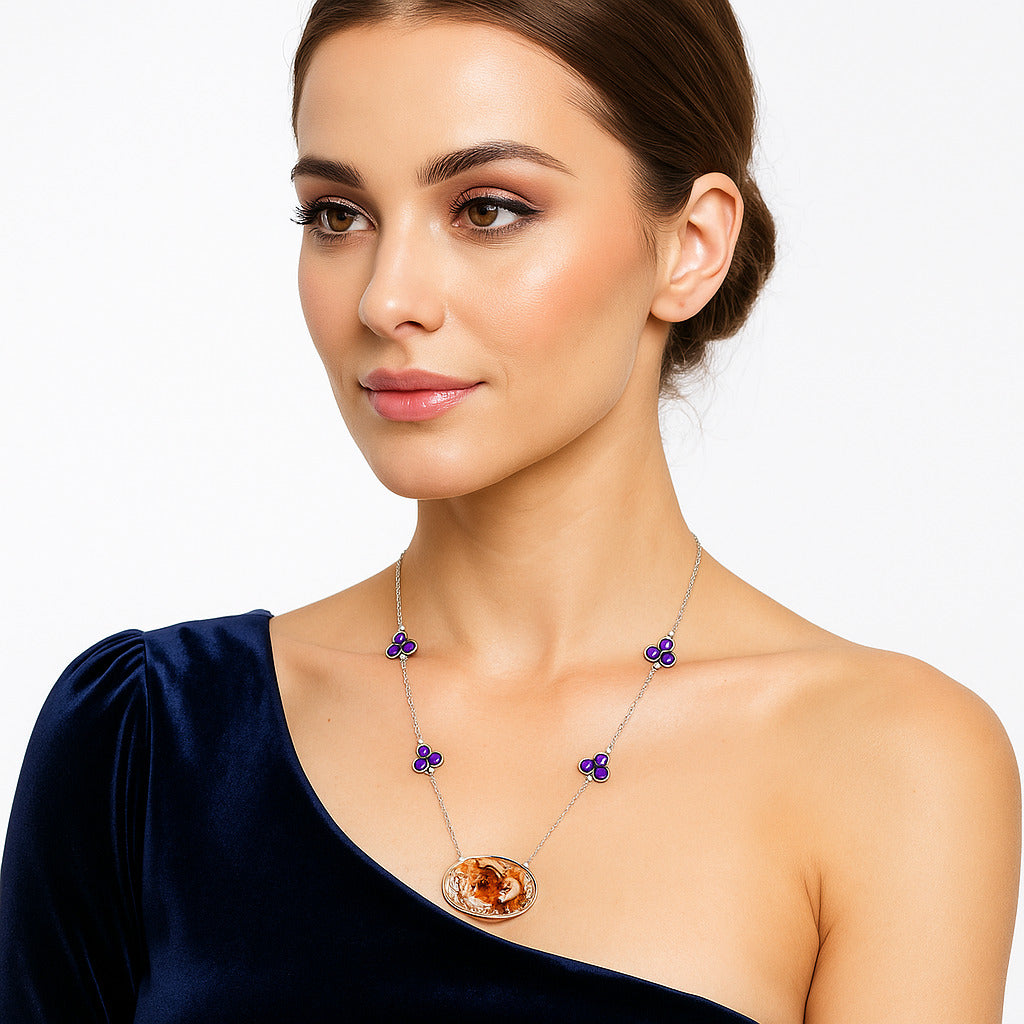 Rosetta Picture Jasper & Amethyst Necklace N-1004 SDN1733