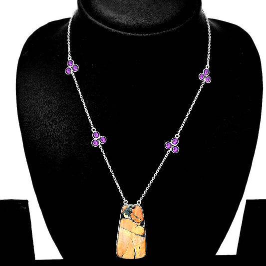 Natural Maligano Jasper & Amethyst Necklace N-1004 SDN1734