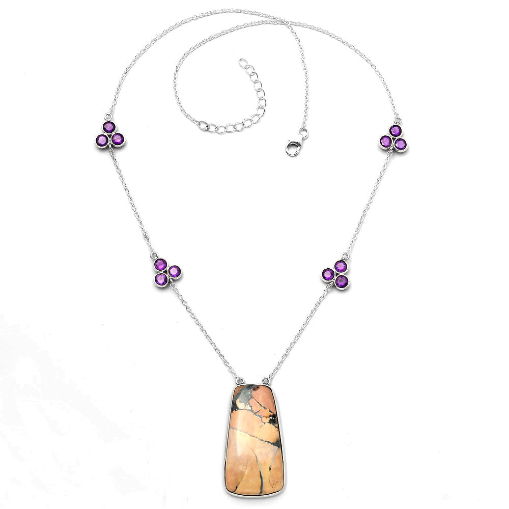 Natural Maligano Jasper & Amethyst Necklace N-1004 SDN1734