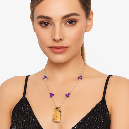 Natural Maligano Jasper & Amethyst Necklace N-1004 SDN1734