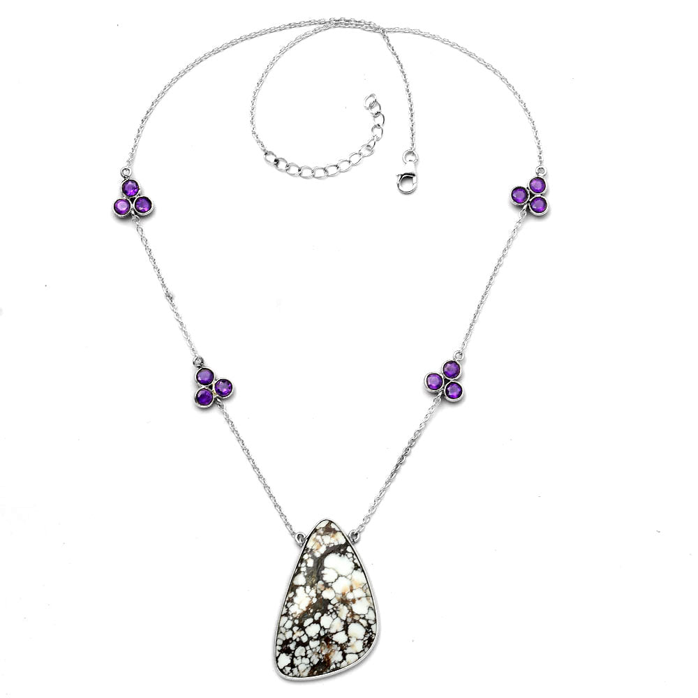 Natural Wild Horse Jasper & Amethyst Necklace N-1004 SDN1736