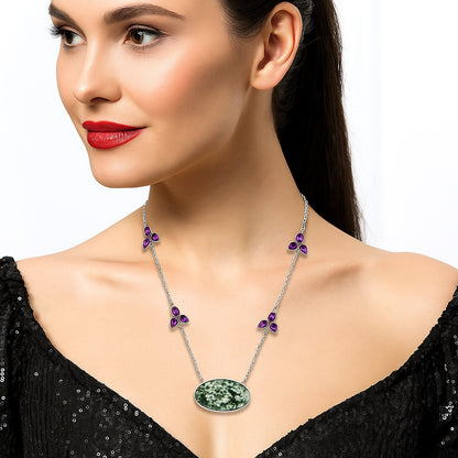Natural Dioptase & Amethyst Necklace N-1004 SDN1738