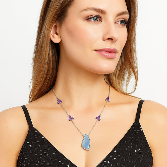 Natural Owyhee Opal & Amethyst Necklace N-1004 SDN1740