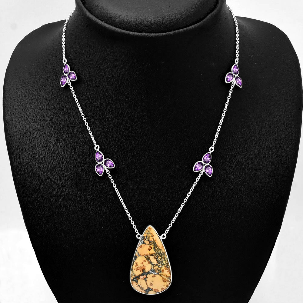 Natural Maligano Jasper & Amethyst Necklace N-1004 SDN1742