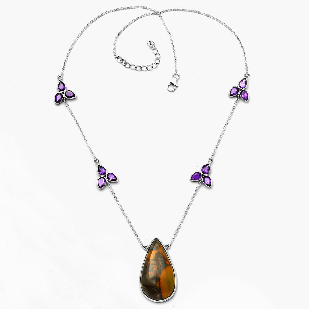 Natural Fruit Jasper & Amethyst Necklace N-1004 SDN1744