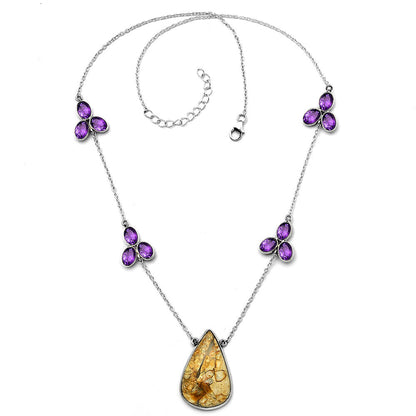 Natural Rock Calcy & Amethyst Necklace N-1004 SDN1749