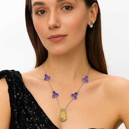 Natural Rock Calcy & Amethyst Necklace N-1004 SDN1749