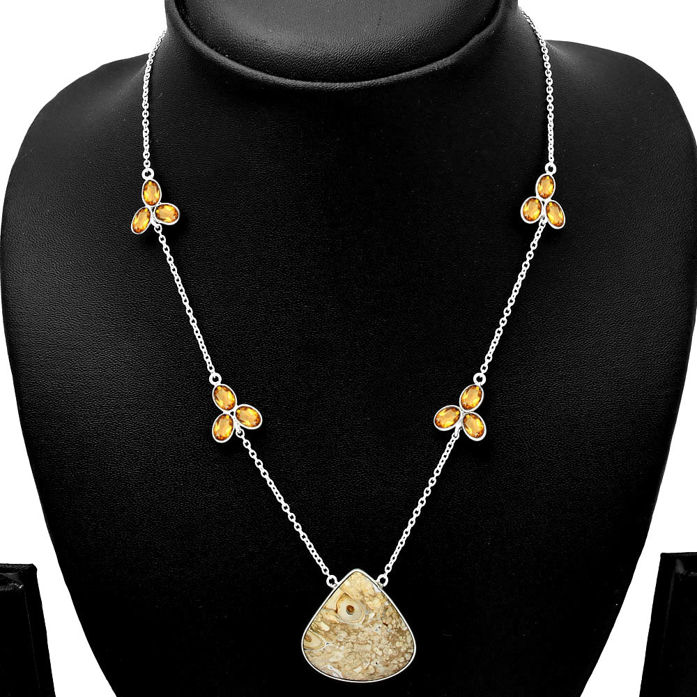 Natural Rock Calcy & Citrine Necklace N-1004 SDN1752