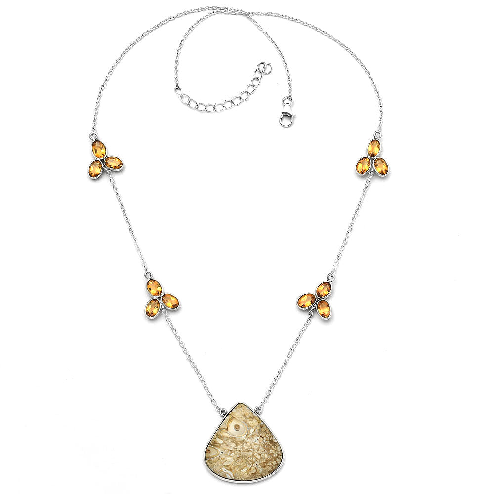 Natural Rock Calcy & Citrine Necklace N-1004 SDN1752