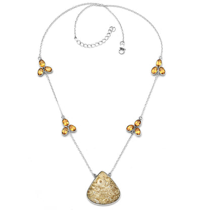 Natural Rock Calcy & Citrine Necklace N-1004 SDN1752