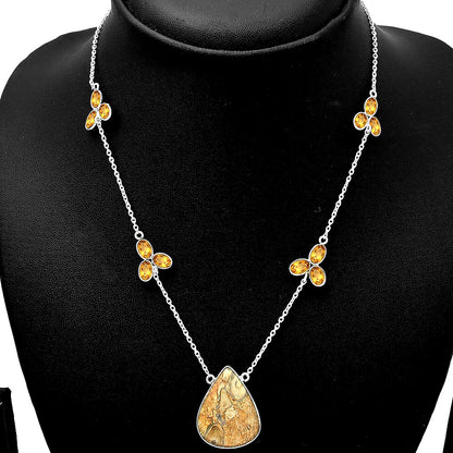 Natural Rock Calcy & Citrine Necklace N-1004 SDN1753