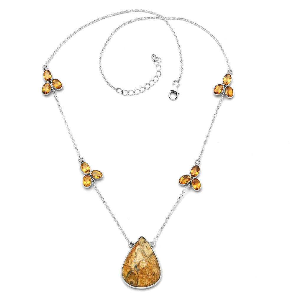 Natural Rock Calcy & Citrine Necklace N-1004 SDN1753
