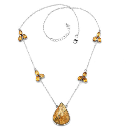 Natural Rock Calcy & Citrine Necklace N-1004 SDN1753