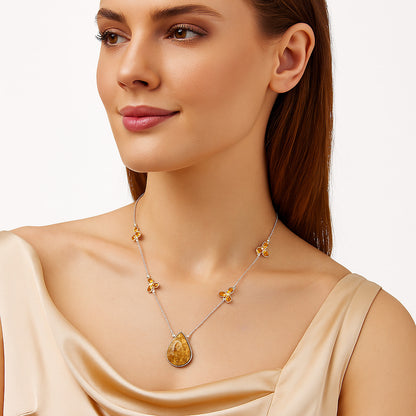 Natural Rock Calcy & Citrine Necklace N-1004 SDN1753