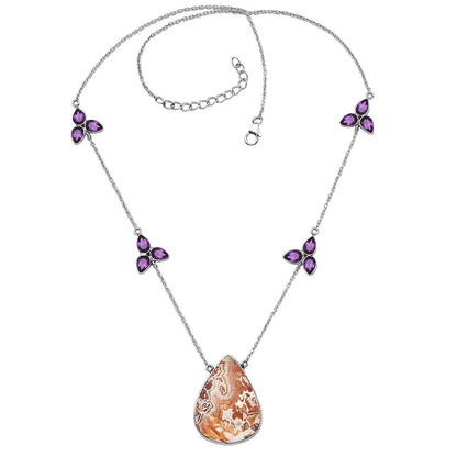 Rosetta Picture Jasper & Amethyst Necklace N-1004 SDN1766