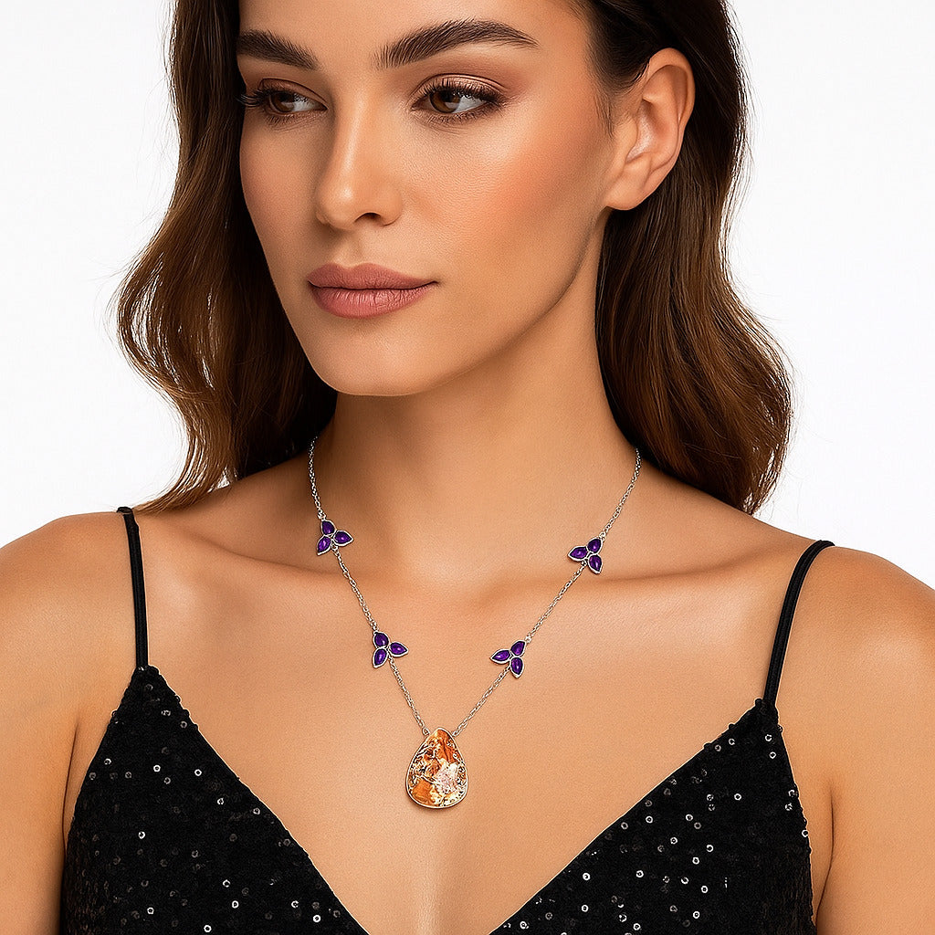 Rosetta Picture Jasper & Amethyst Necklace N-1004 SDN1766