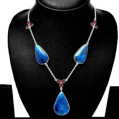 Natural Shattuckite & Garnet Necklace N-1021 SDN1780