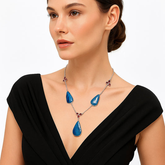 Natural Shattuckite & Garnet Necklace N-1021 SDN1780