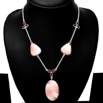 Natural Orange Scolecite & Garnet Necklace N-1021 SDN1782